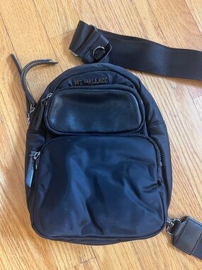 MZ Wallace Black Nylon and Leather Crossbody Belt Bag